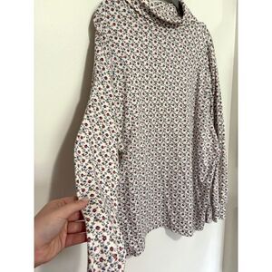 CornerStone Floral Turtleneck Top Cottagecore Soft Stretch Long Sleeve 24W Fairy